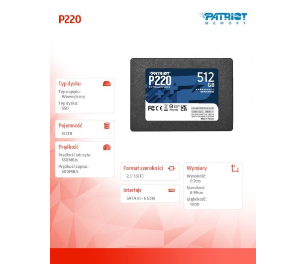 Patriot 512GB 2,5" SATA SSD P220 - 1111810 - zdjęcie 2